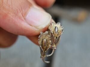 Bond Boyd Sterling Vermeil Flower Screwback Earrings 1940s Signed Vintage